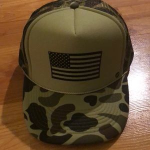 American Flag Camo Trucker Hat